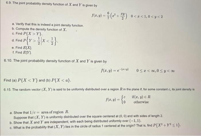 Solved The Joint Probability Density Function Of X And Chegg