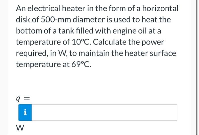 Solved An Electrical Heater In The Form Of A Horizontal Disk Chegg