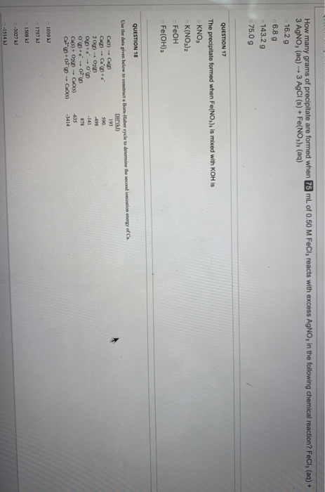 Solved How Many Grams Of Precipitate Are Formed When 75 Ml Chegg