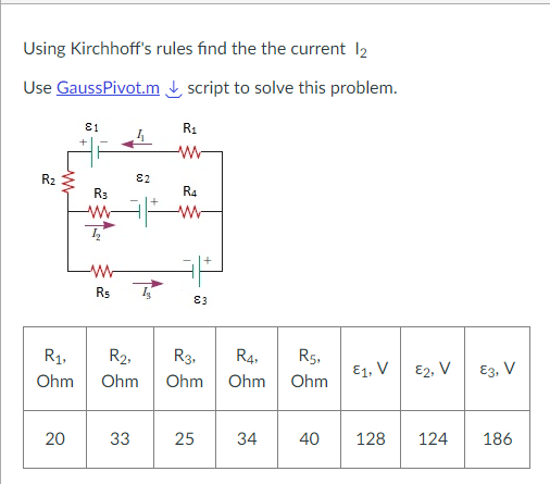 Solved Using Kirchhoff S Rules Find The The Current I2 Chegg