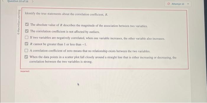 Solved Identify The True Statements About The Correlation Chegg