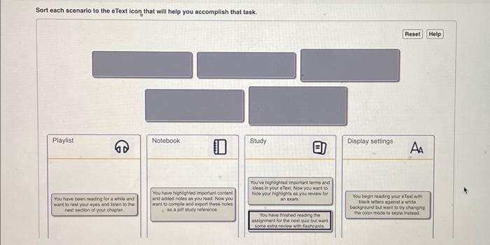 Sort Each Scenario To The Etext Icon That Will Help Chegg