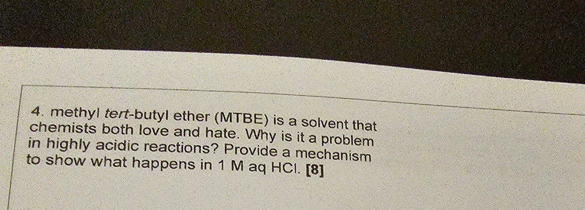 Solved Methyl Tert Butyl Ether Mtbe Is A Solvent That Chegg