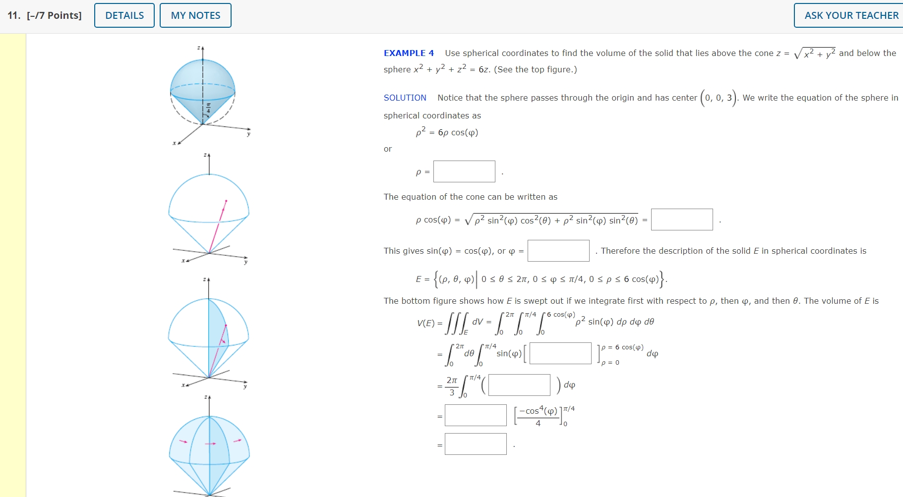 Solved Example Use Spherical Coordinates To Find The Chegg