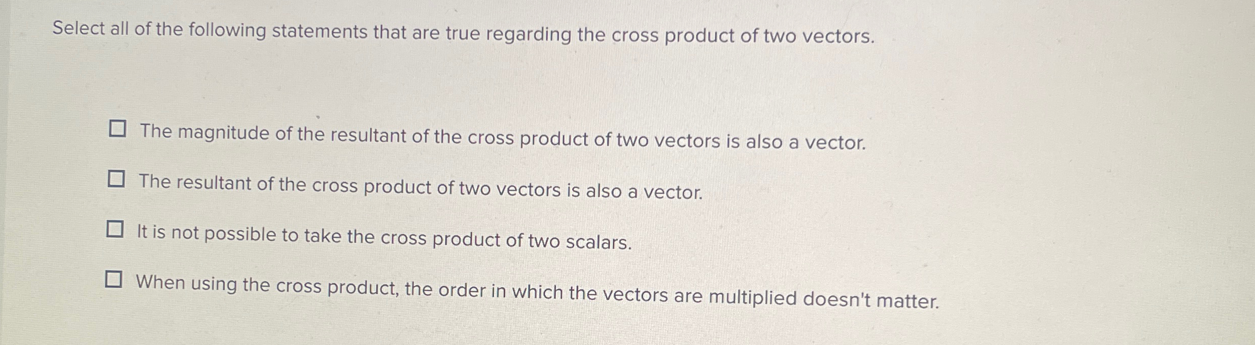 Solved Select All Of The Following Statements That Are True Chegg