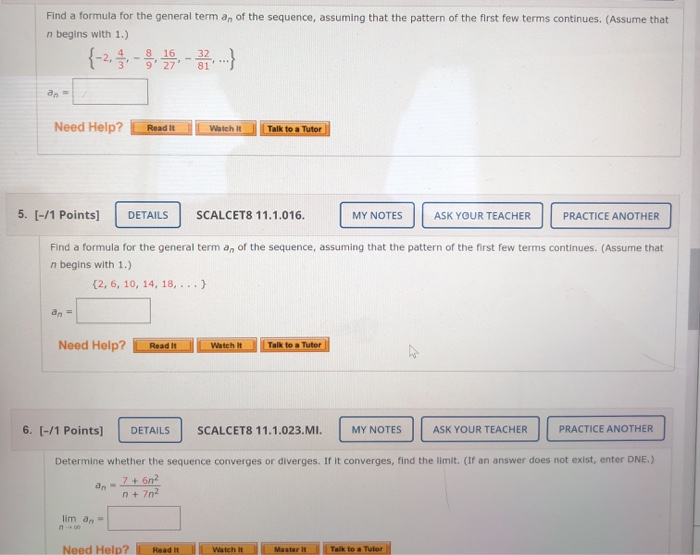 Solved Find A Formula For The General Term An Of The Chegg