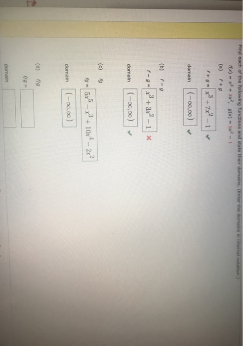 Solved Find Each Of The Following Functions And State Their Chegg