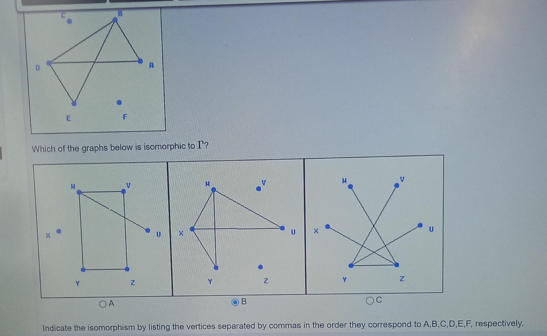 Solved Which Of The Graphs Below Is Isomorphic To Chegg