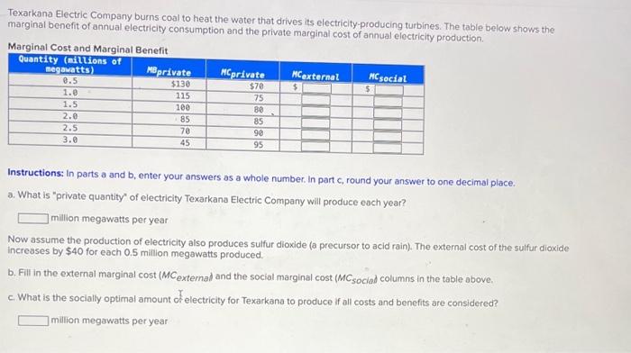 Solved Texarkana Electric Company Burns Coal To Heat The Chegg