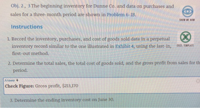 Solved Obj 2 3 The Beginning Inventory For Dunne Co And Chegg