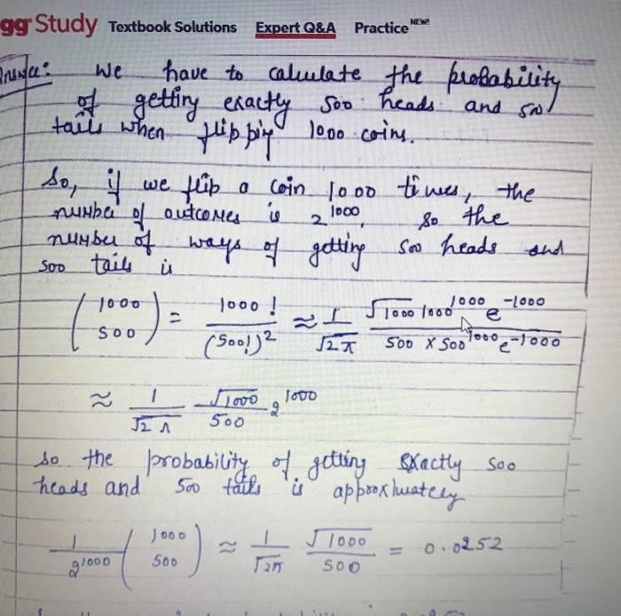 Solved Using Stirling S Formula Calculate The Probability Chegg