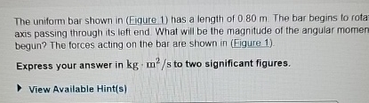 The Uniform Bar Shown In Figure 1 Has A Length Of Chegg