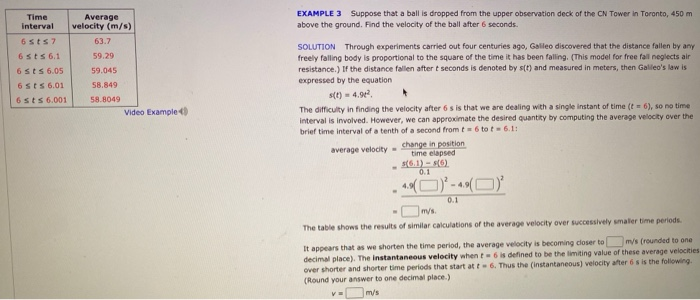 Solved Time EXAMPLE 3 Suppose That A Ball Is Dropped From Chegg