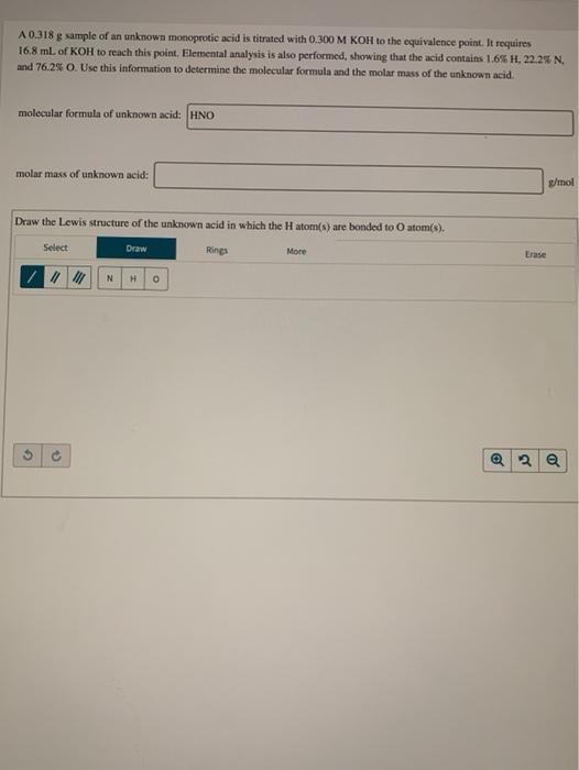 Solved A G Sample Of An Unknown Monoprotic Acid Is Chegg