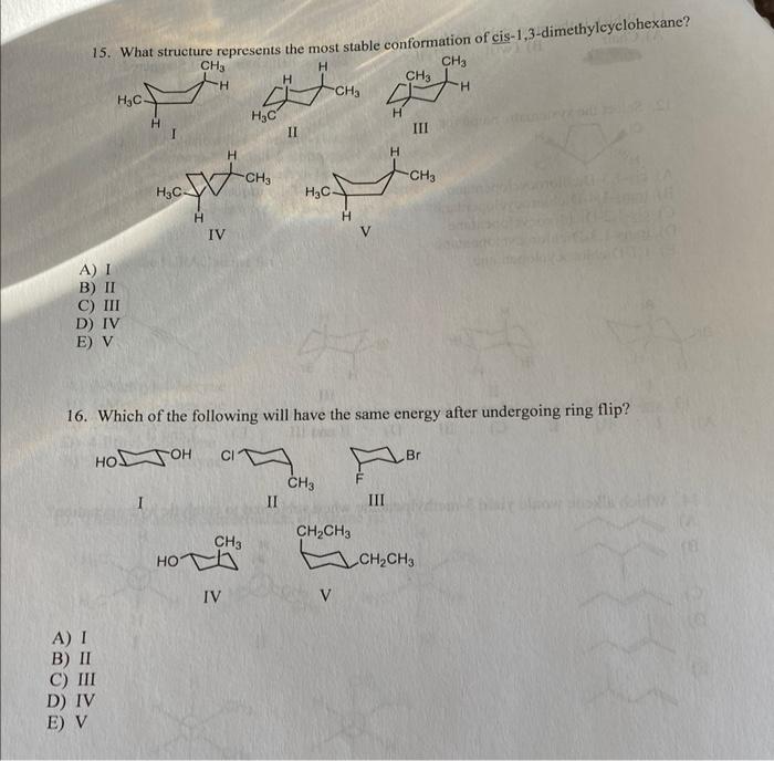 Solved What Structure Represents The Most Stable Chegg