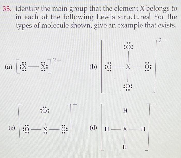 Solved 35 Identify The Main Group That The Element X Chegg