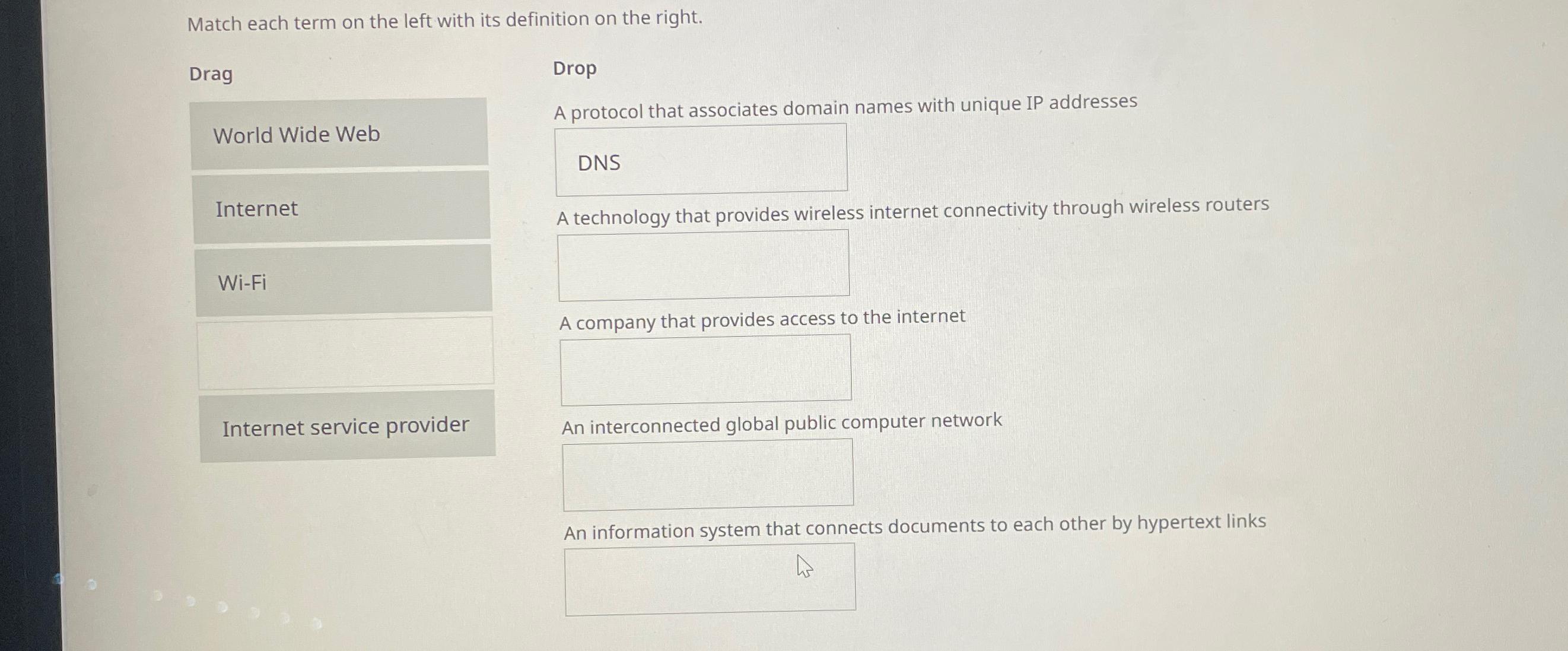 Solved Match Each Term On The Left With Its Definition On Chegg