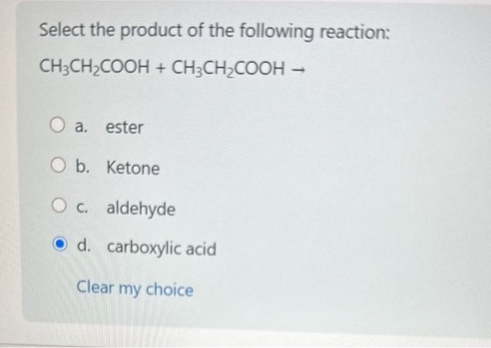 Solved Select The Product Of The Following Reaction Chegg