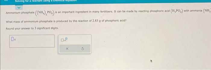 Solved Ammonium Phosphate NH4 3PO4 Is An Important Chegg