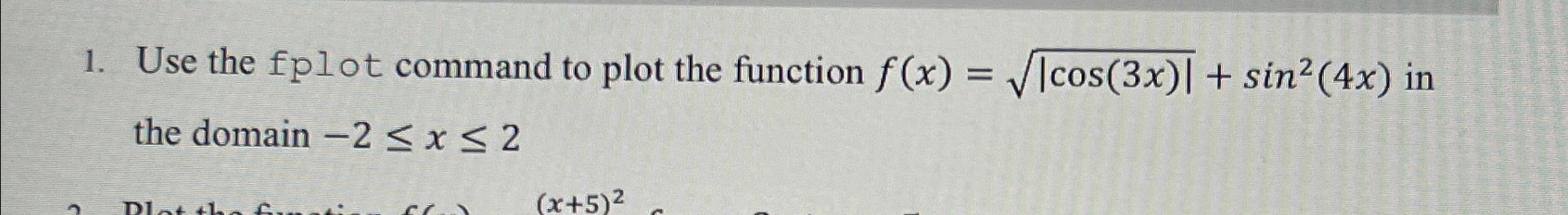 Solved Use The Fplot Command To Plot The Function Chegg