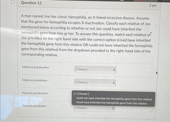 Solved A Man Named Joe Has Classic Hemophilia An X Linked Chegg