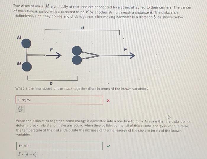 Solved Two Disks Of Mass M Are Initially At Rest And Are Chegg