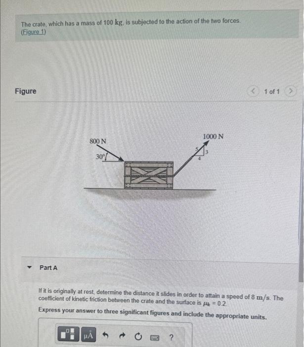 Solved The Crate Which Has A Mass Of 100 Kg Is Subjected Chegg