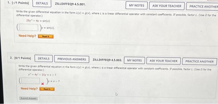 Solved Write The Given Differential Equation In The Form Chegg