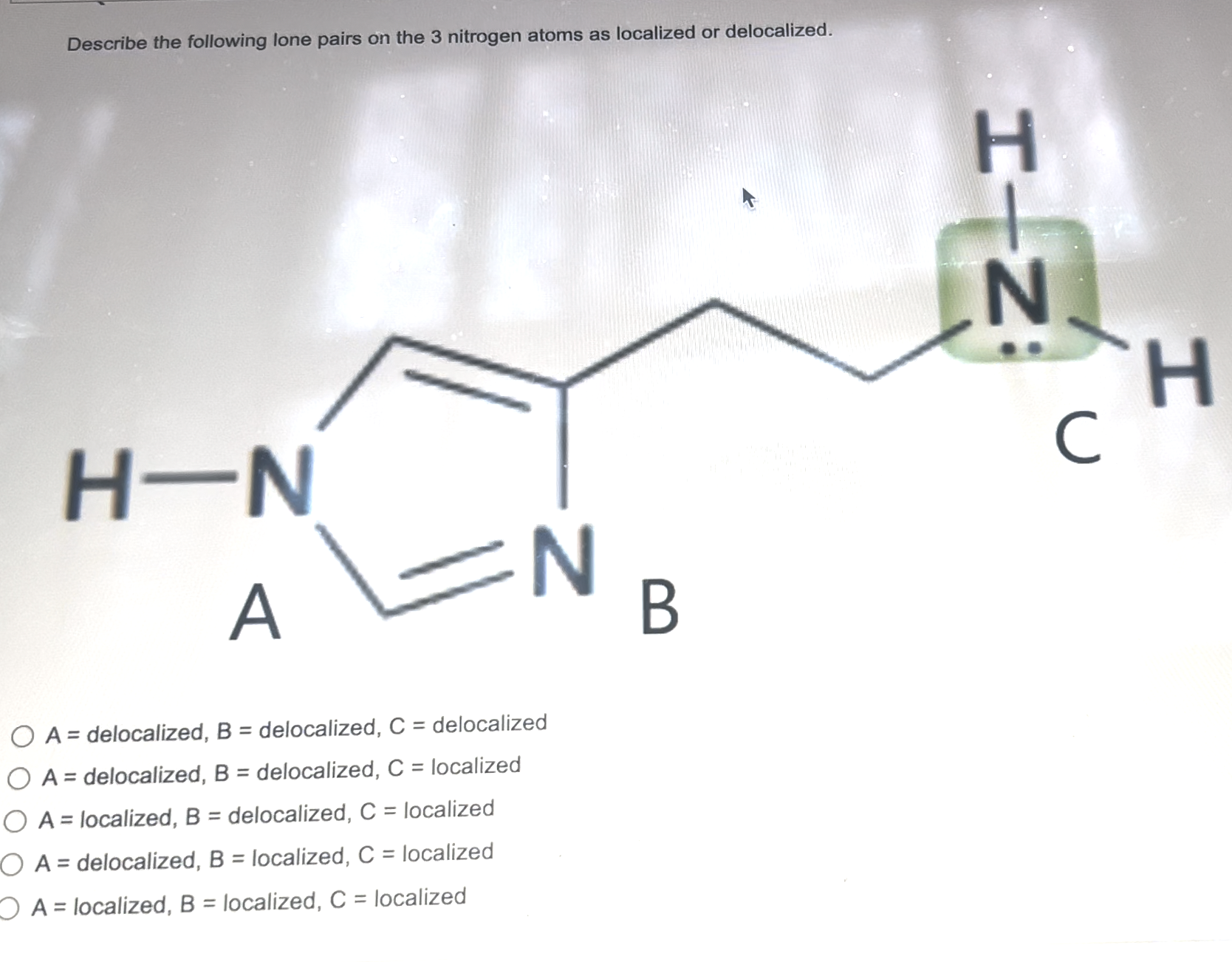 Solved Describe The Following Lone Pairs On The 3 Nitrogen Chegg