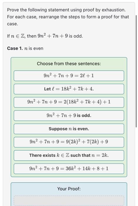 Solved Prove The Following Statement Using Proof By Chegg