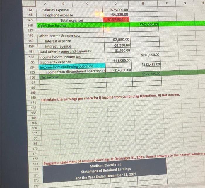 Solved Urgent Please Calculate The EPS And Statement Of Chegg