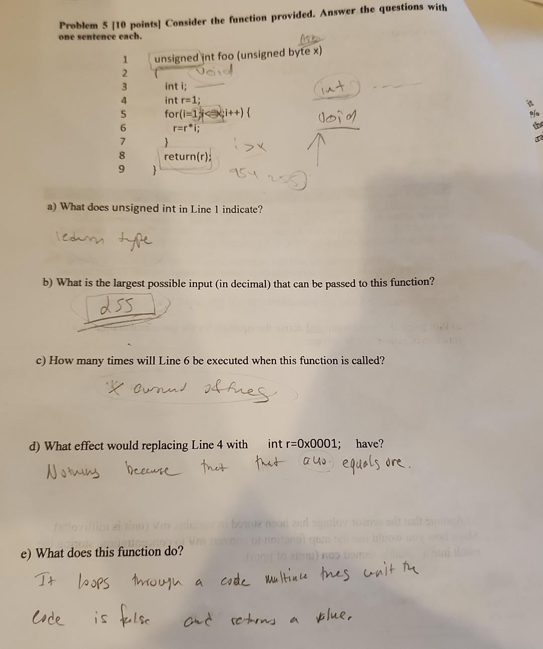 Solved Problem 5 10 Points Consider The Function Provided Chegg