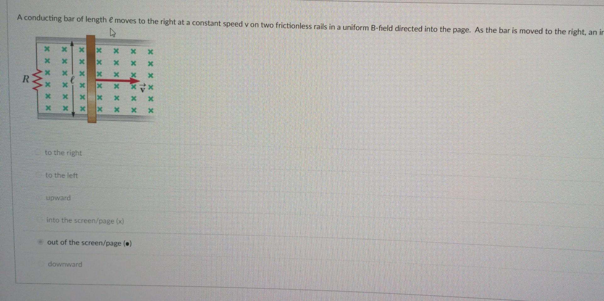 Solved A Conducting Bar Of Length Moves To The Right At A Chegg