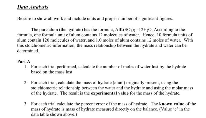 Solved Experiment Anvysis Of A Solid Mixture Chegg