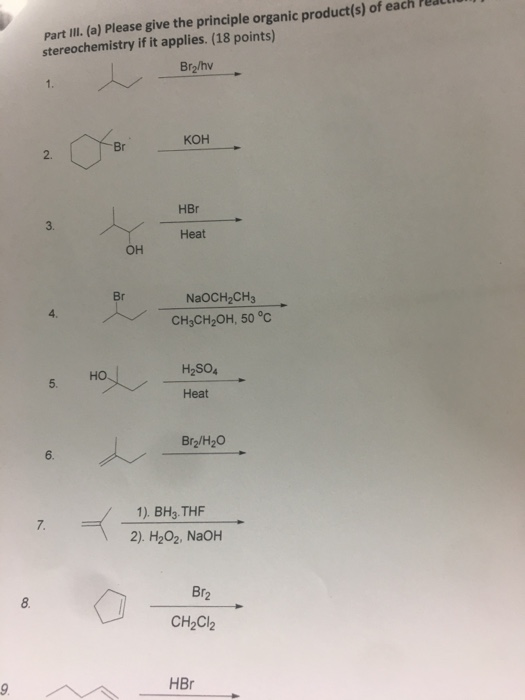 Solved Part III A Please Give The Principle Organic Chegg