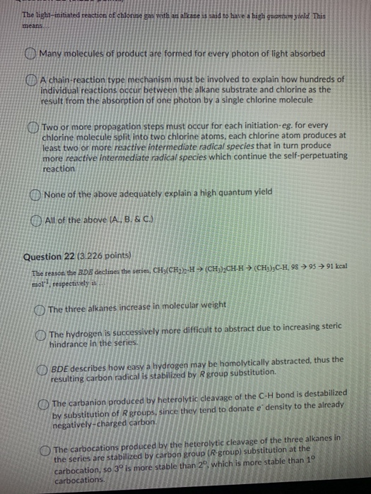 Solved The Light Initiated Reaction Of Chlorine Gas With An Chegg