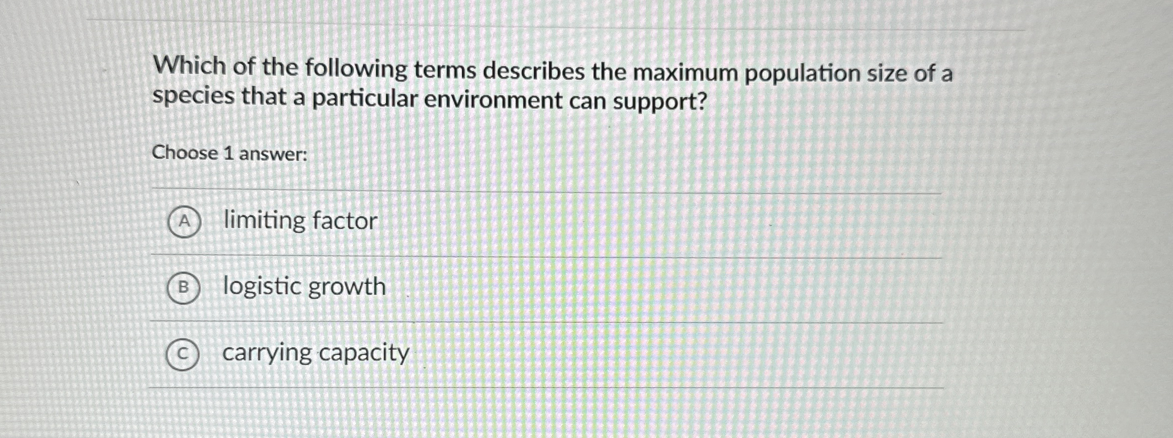 Solved Which Of The Following Terms Describes The Maximum Chegg