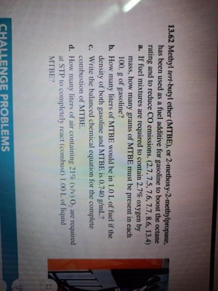 Solved Methyl Tert Butyl Ether Mtbe Or Chegg