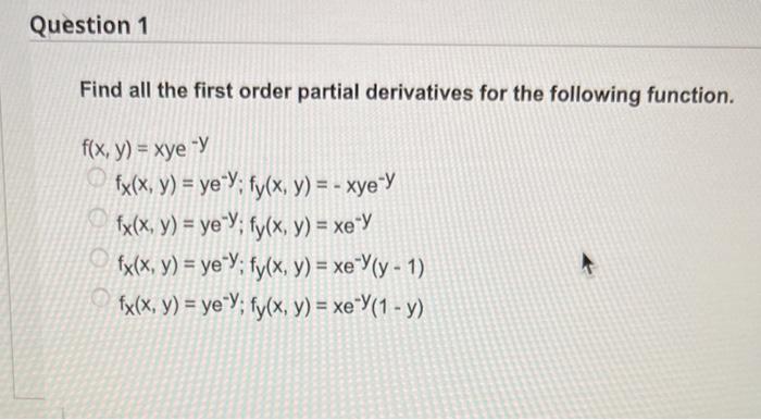 Solved Find All The First Order Partial Derivatives For The Chegg