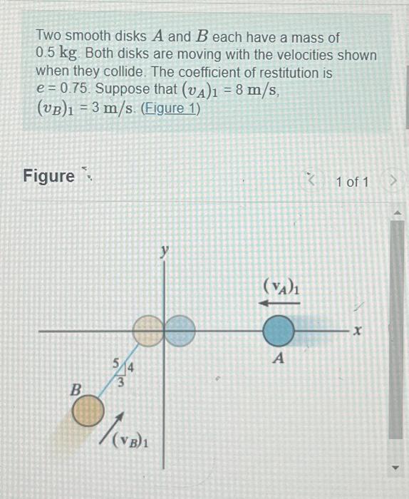 Solved Two Smooth Disks A And B Each Have A Mass Of Kg Chegg