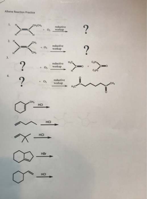 Solved Alkene Reaction Practice Ch Ch Reductive Workup O Chegg