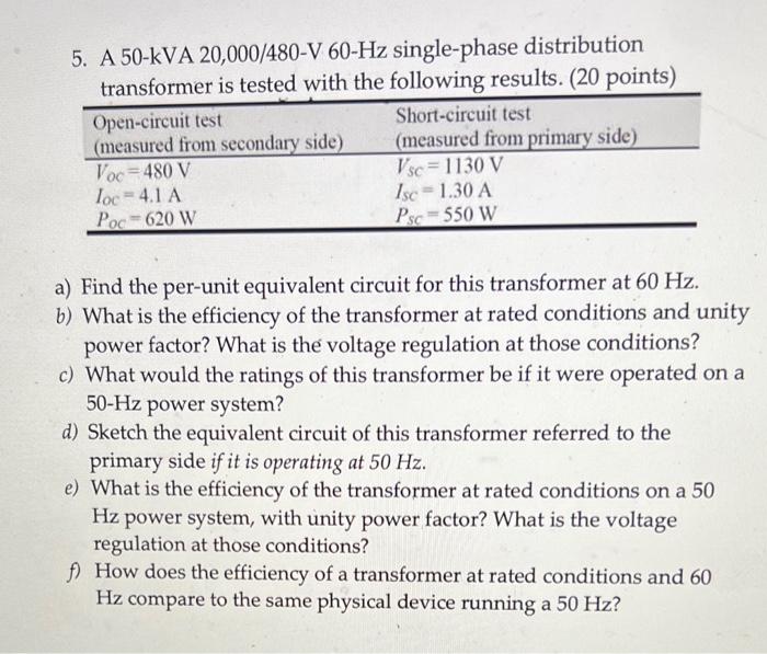 Solved A Kva V Hz Single Phase Chegg