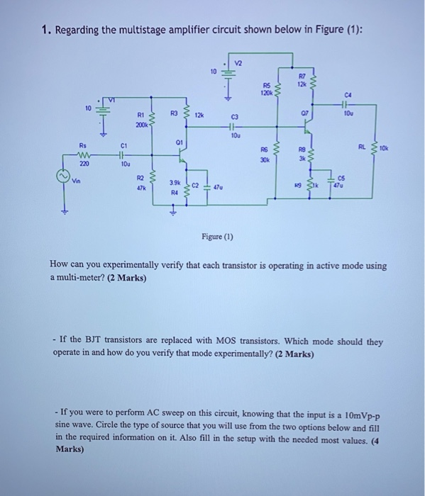 Solved Regarding The Multistage Amplifier Circuit Shown Chegg