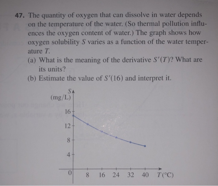 Solved 47 The Quantity Of Oxygen That Can Dissolve In Water Chegg