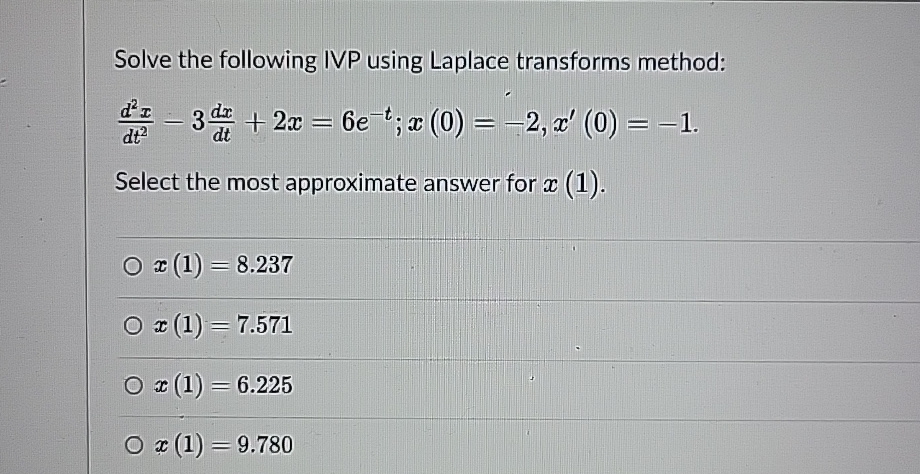 Solved Solve The Following Ivp Using Laplace Transforms Chegg