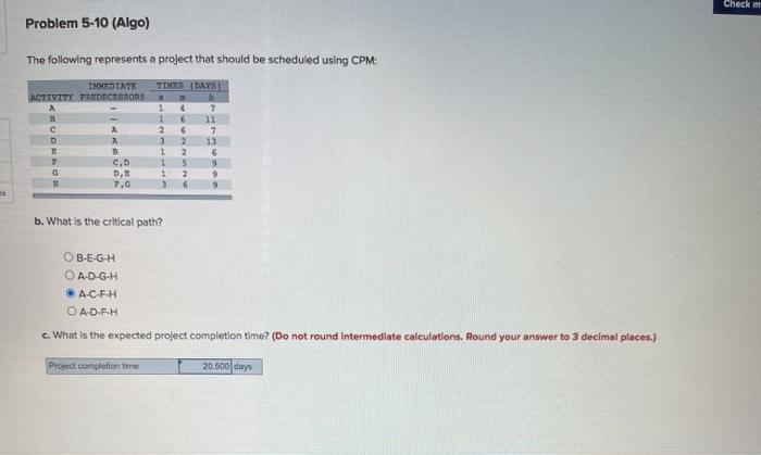 Solved Check M Problem 5 10 Algo The Following Represents Chegg