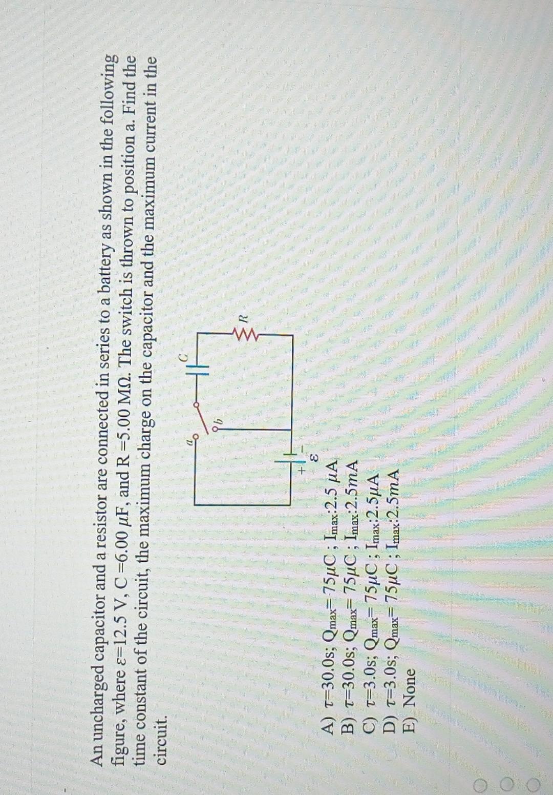 Solved An Uncharged Capacitor And A Resistor Are Connected Chegg