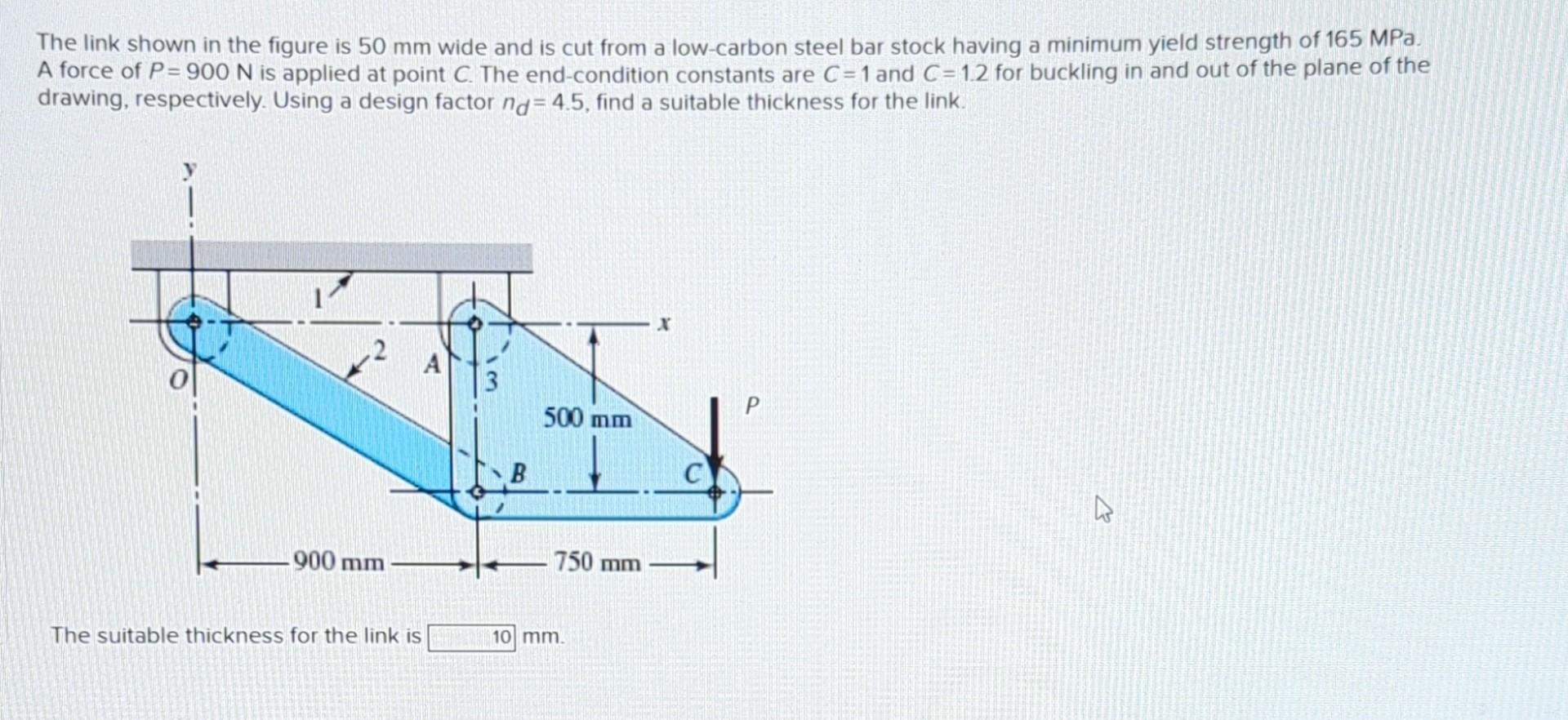 Solved The Link Shown In The Figure Is 50 Mm Wide And Is Cut Chegg