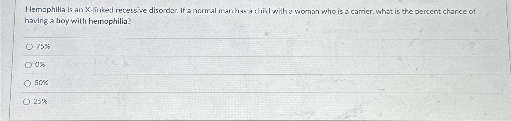 Solved Hemophilia Is An X Linked Recessive Disorder If A Chegg