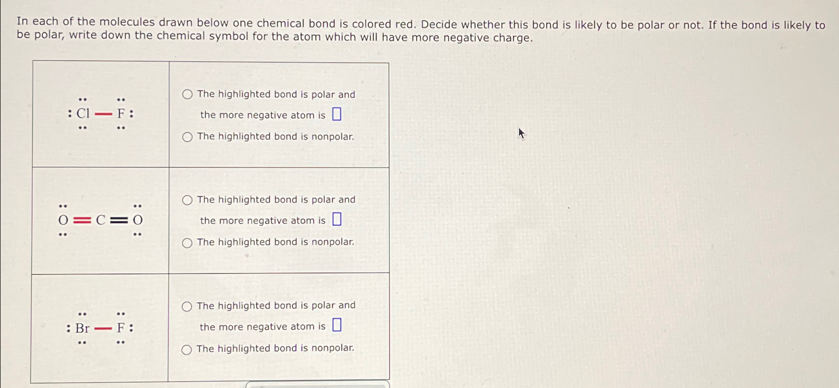 Solved In Each Of The Molecules Drawn Below One Chemical Chegg